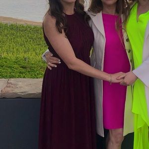 LEVKOFF • halter neck chiffon a-line gown • bridesmaids dress • wine #LEVKOFF